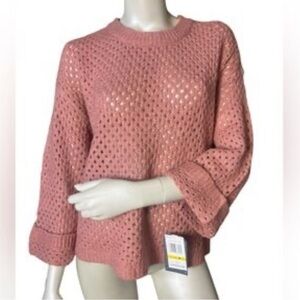 Democracy Pink Rose Open-Knit Work Sweater 
Lightweight Size Large NWT